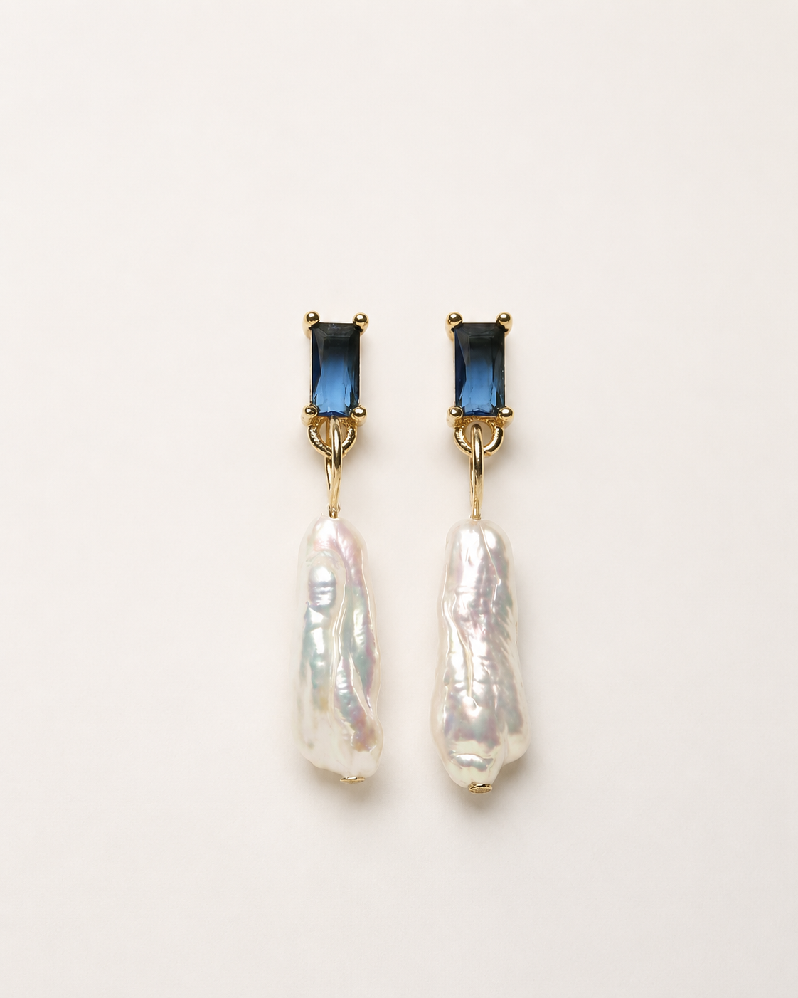 Baroque Strip Earrings - Blue