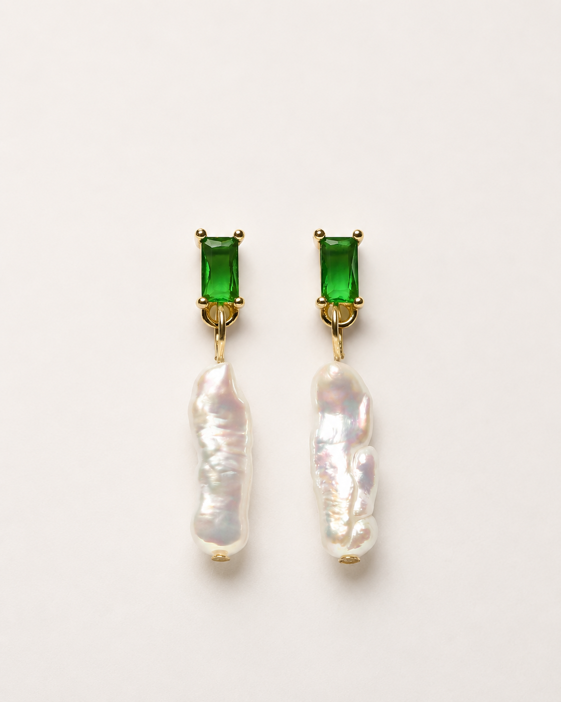 Baroque Strip Earrings - Green