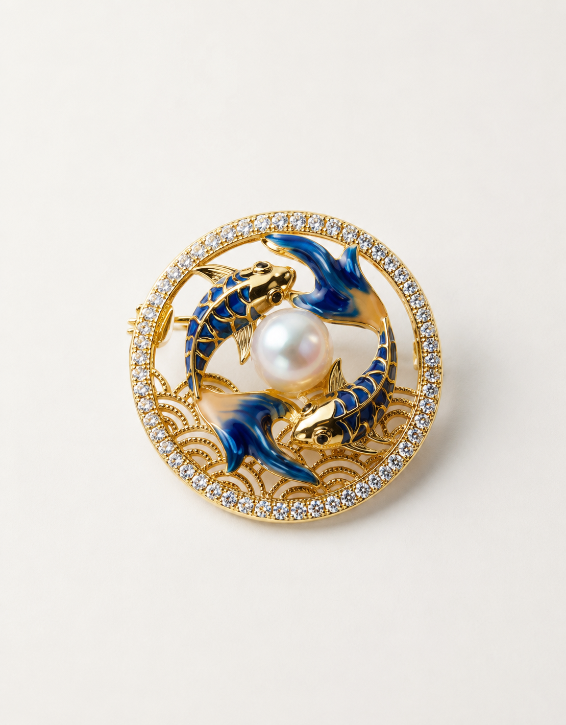 Koi Fish Brooch - Blue