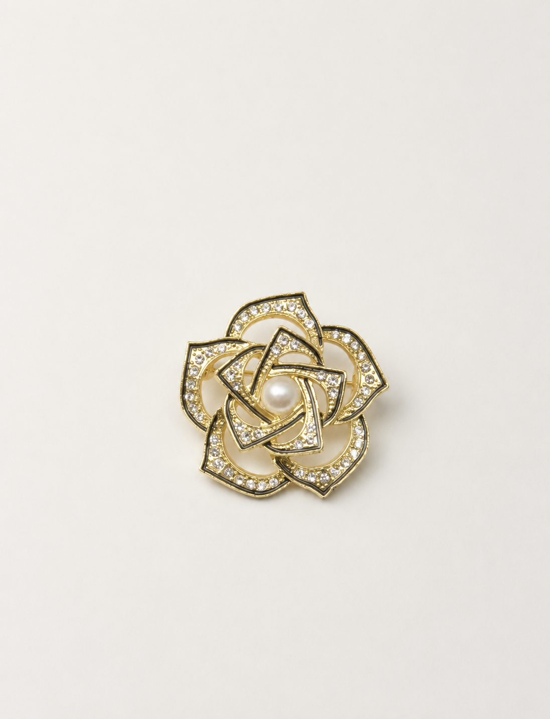 Black Gold Flower Brooch