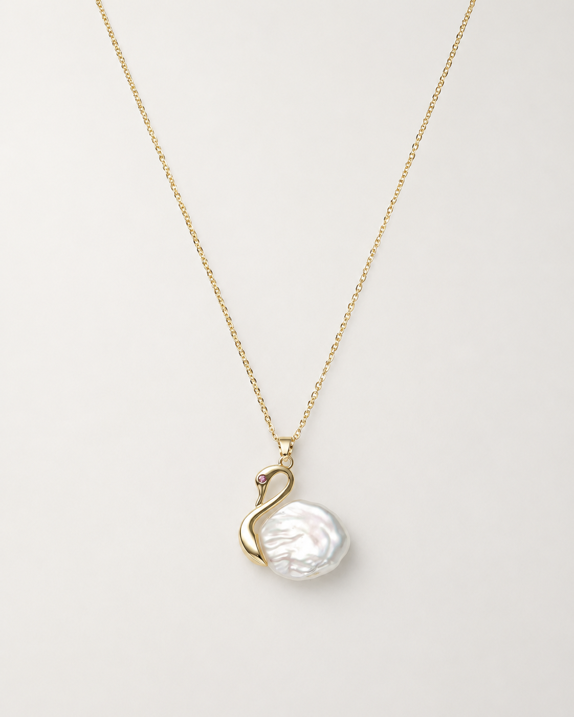 Flat Baroque Swan Pendant