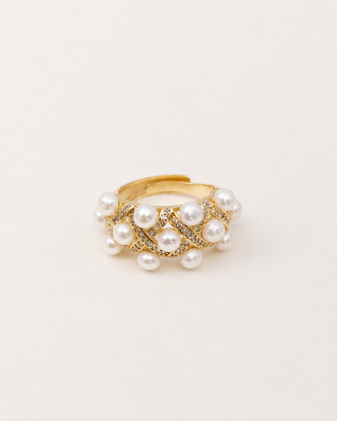 Wide Band Multiple Pearl Ring